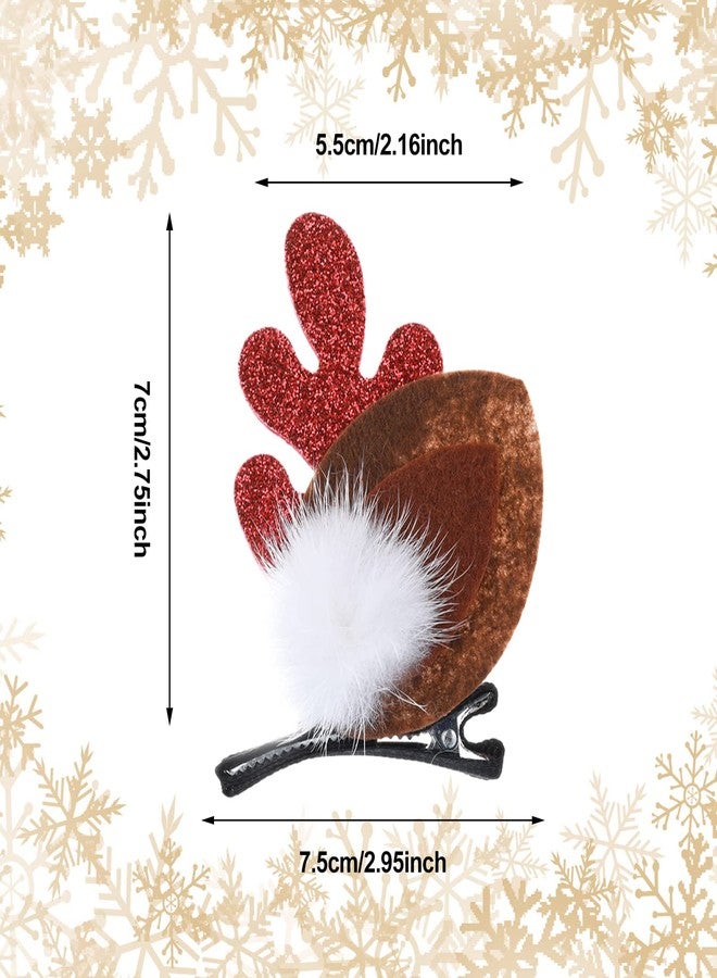 WLLHYF 4PCS Christmas Hair Clip, Cute Xmas Reindeer Antler Hairpin Girl Women Hair Clips Xmas Hair Barrettes with Pom Balls Deer Ear Hair Accessories Festive Party Cosplay Gifts - Image 2